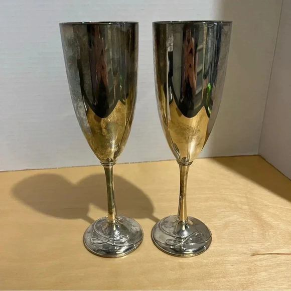 Waterford Other - Waterford Silver Plated Ballet Ribbon Champagne Flutes Glasses